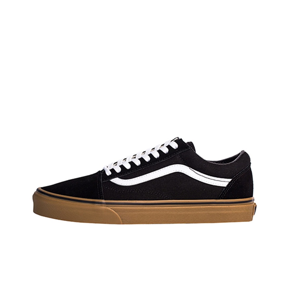 Vans Shoes Old Skool - รองเท้าสเก็ตบอร์ด Vans Old Skool สีดำ หนังยาง